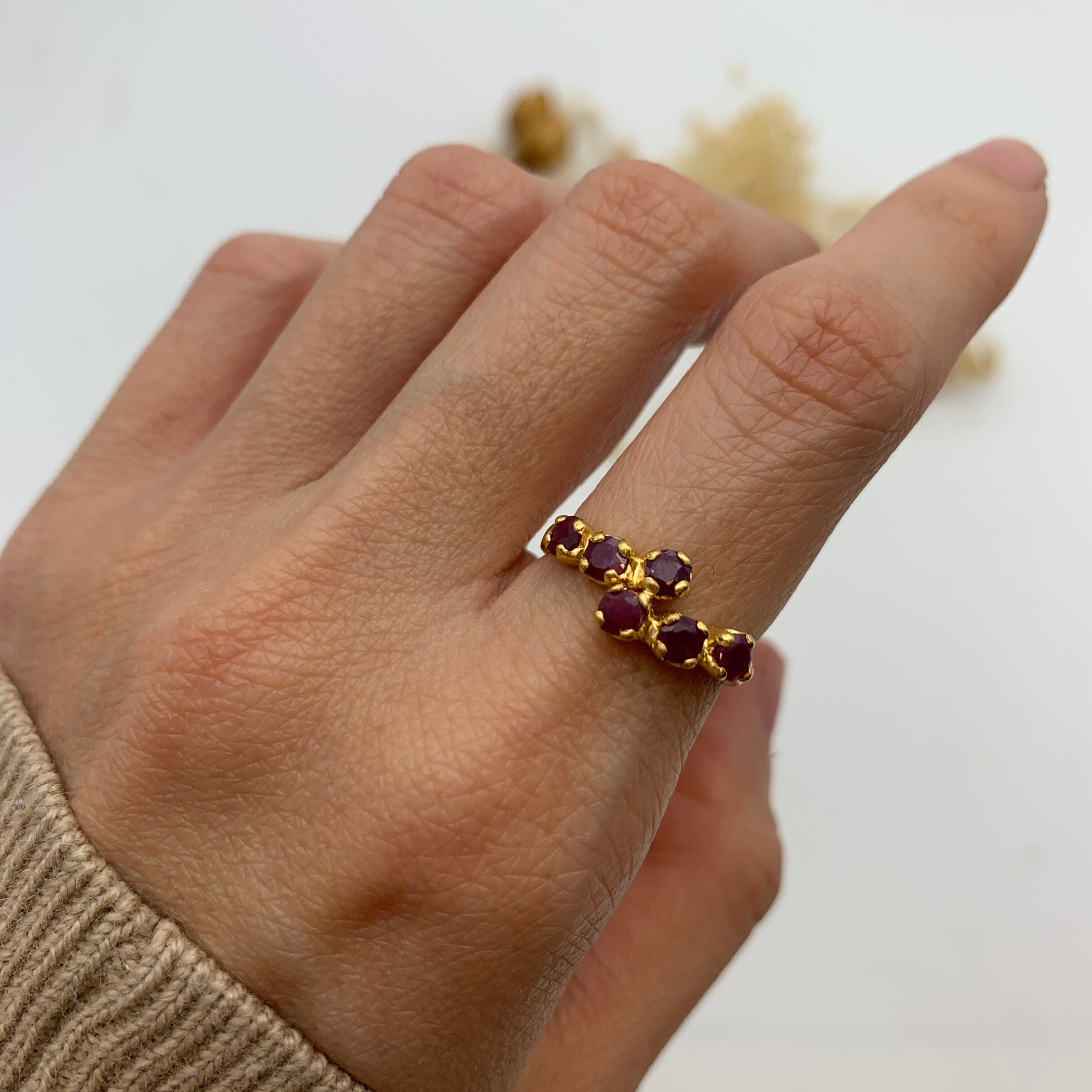 Elegant 18k Gold Vermeil Ruby Ring with Round Natural Red Ruby, perfect for July birthdays and special occasions.