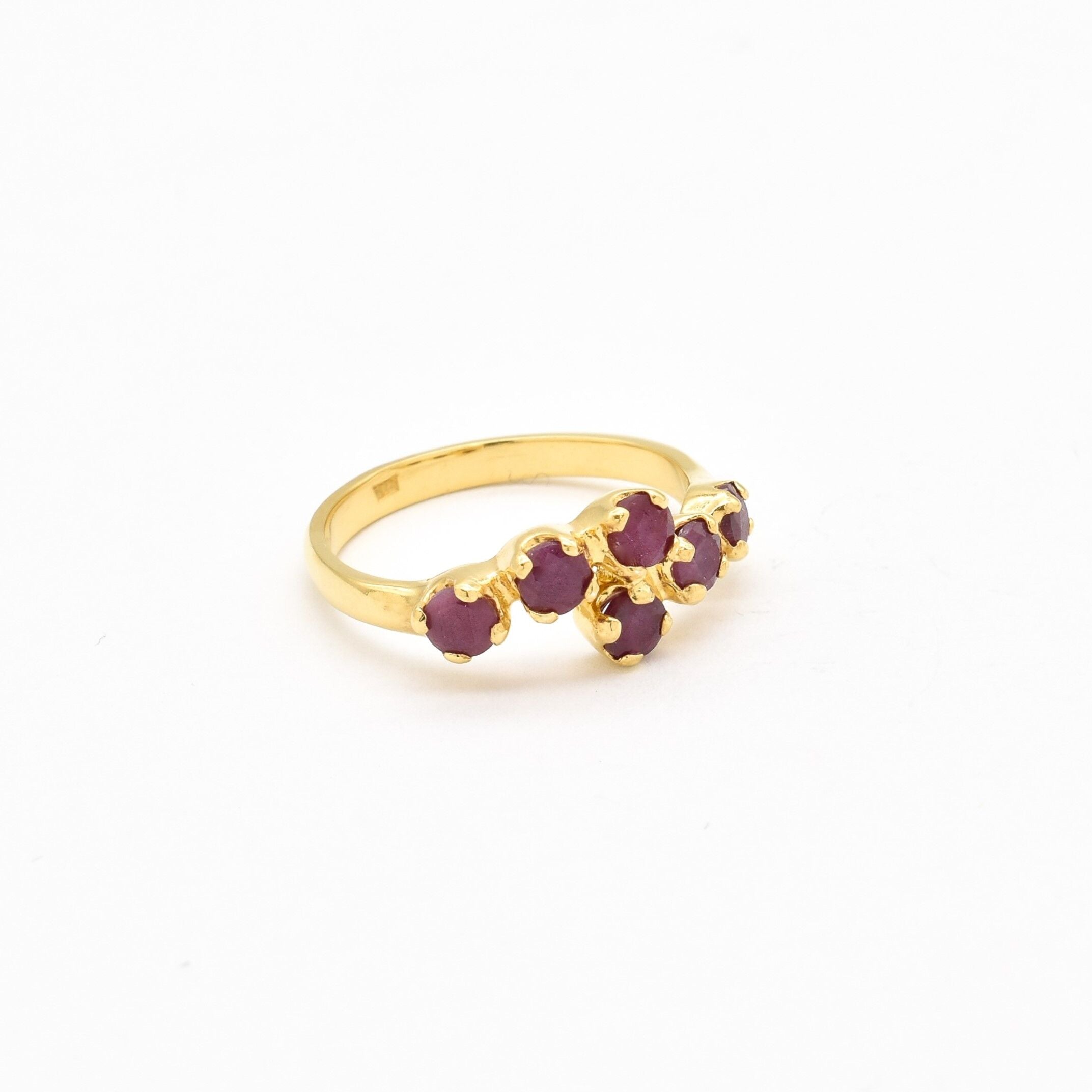 Gold Ruby Band, Natural Ruby Ring, Gold Vintage Ring, July Birthstone, Stackable Ring, 18K Gold Ring, Gold Antique Ring, Solid Silver Band