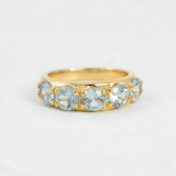 Wide Aquamarine Ring - Blue Eternity Band - Vintage Boho Band