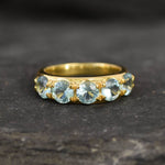 Gold Aquamarine Ring, Created Aqua Ring, Wide Blue Ring, Stackable Ring, 18K Gold Plated Ring, Thick Band, Blue Aqua Ring, Statement Ring