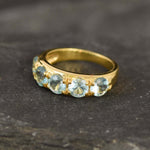 Gold Aquamarine Ring, Created Aqua Ring, Wide Blue Ring, Stackable Ring, 18K Gold Plated Ring, Thick Band, Blue Aqua Ring, Statement Ring