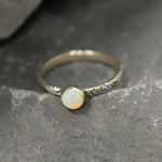 Precious Opal Ring, Australian Opal, Tribal Ring, October Birthstone, Stackable Ring, Dainty Ring, White Solitaire Ring, Solid Silver Ring