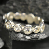 Dainty White Topaz Ring - Gold Stackable Ring - Gold Bubble Band Ring