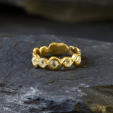 White Topaz Band - Silver Wedding Band - Stackable Ring