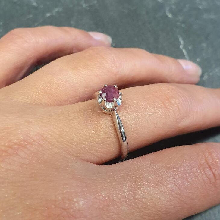 Amethyst Ring, Natural Amethyst, February Birthstone, Promise Ring, Purple Diamond Ring, VintageRing, Dainty Purple Ring, Solid Silver Ring