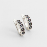 Purple Half Hoop Earrings - Natural Mystic Topaz, Small Purple Huggies