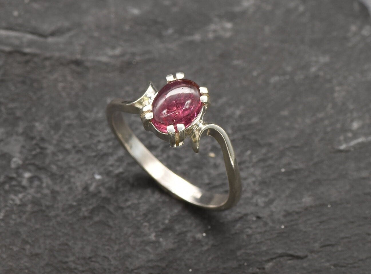 Pink Tourmaline Ring, Antique Style Ring, Dainty Pink Ring, Vintage Ring, October Birthstone, Bohemian Ring, Solid Silver Ring, Art Noveau