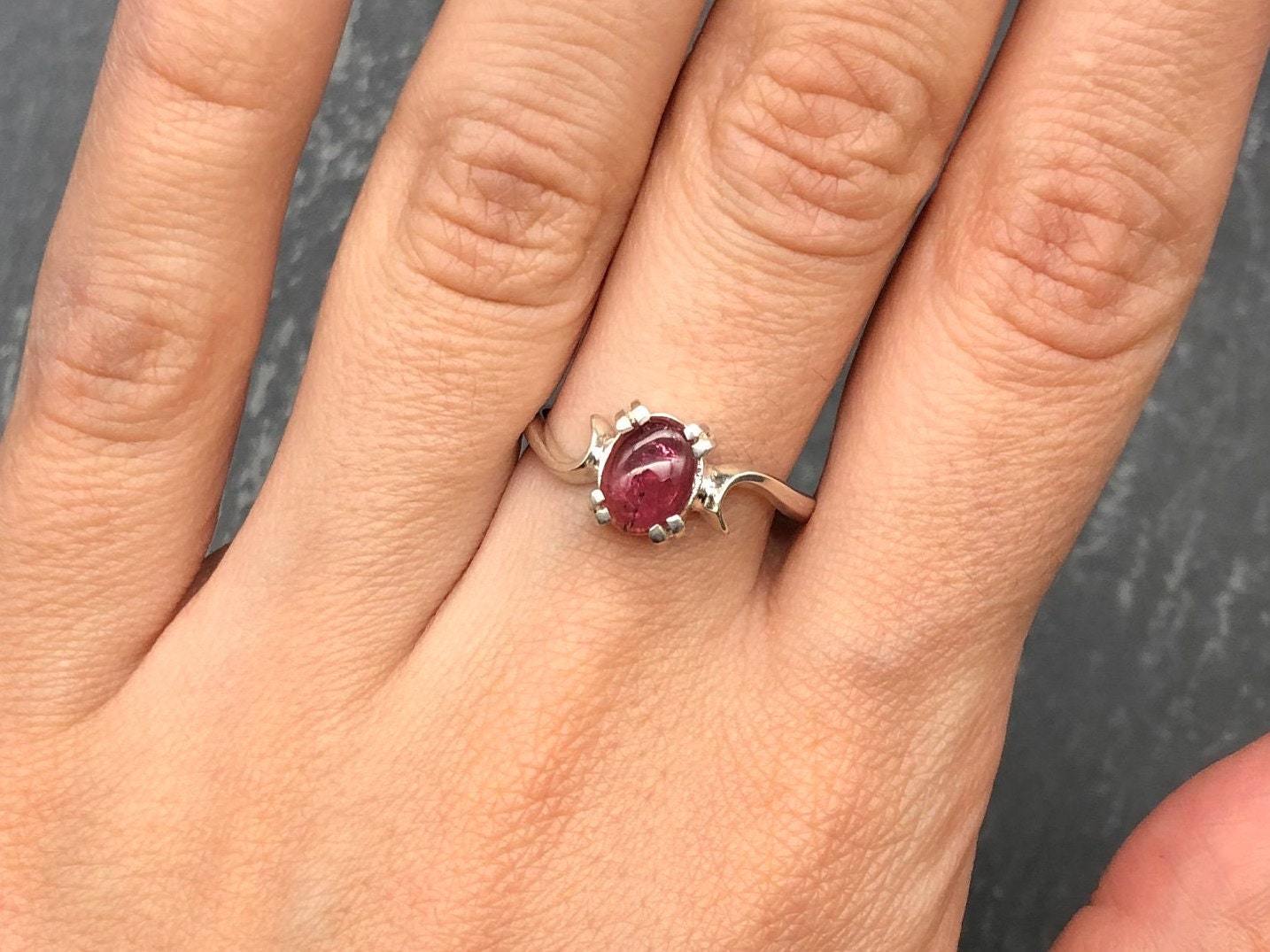 Pink Tourmaline Ring, Antique Style Ring, Dainty Pink Ring, Vintage Ring, October Birthstone, Bohemian Ring, Solid Silver Ring, Art Noveau