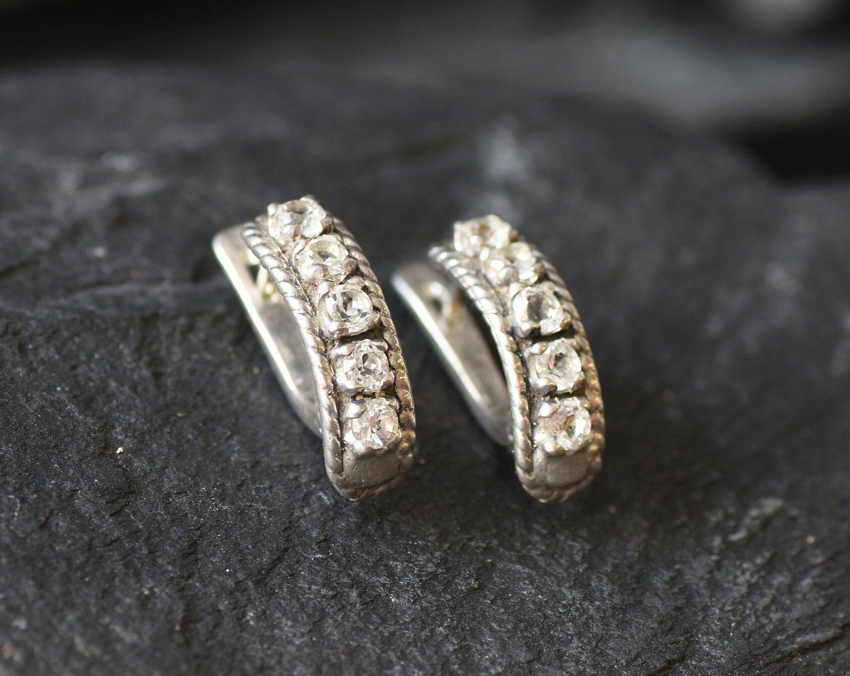 White Topaz Earrings, Natural Topaz, Vintage Silver Studs, Vintage Earrings, White Earrings, Unique Earrings, Topaz Studs, Silver Earrings