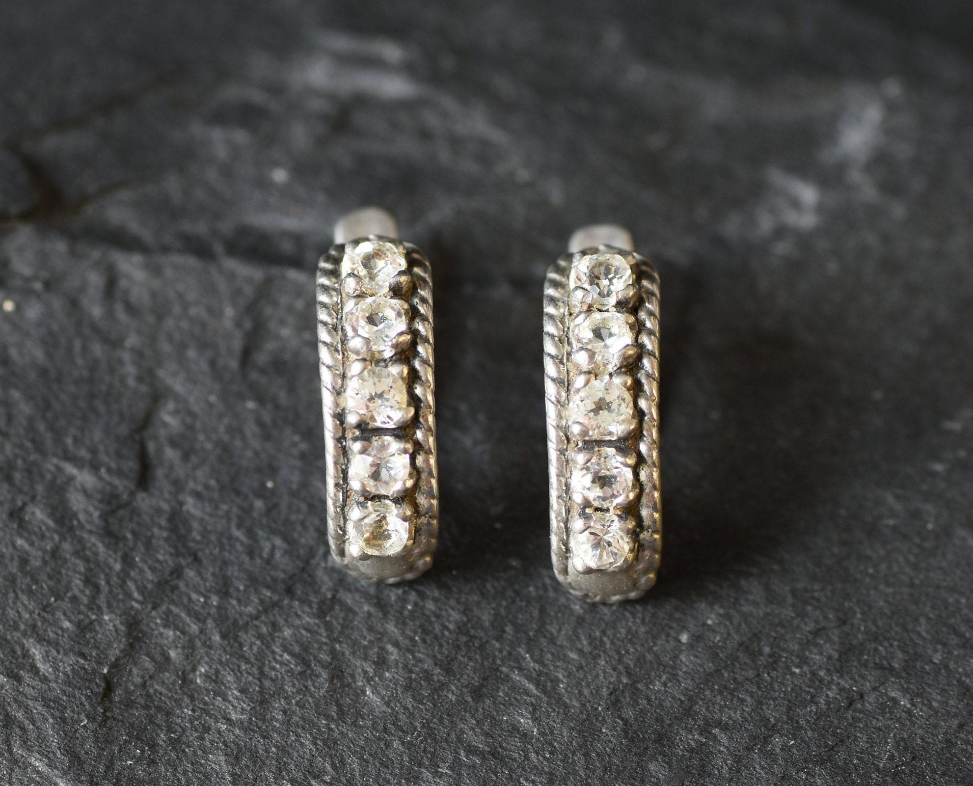 White Topaz Earrings, Natural Topaz, Vintage Silver Studs, Vintage Earrings, White Earrings, Unique Earrings, Topaz Studs, Silver Earrings