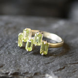 Real Peridot Ring - Natural Peridot Ring - Green Baguette Band