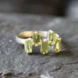 Real Peridot Ring - Natural Peridot Ring - Green Baguette Band