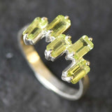 Real Peridot Ring - Natural Peridot Ring - Green Baguette Band