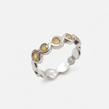 Yellow Opal Bezel Tennis Band – Modern October Birthstone Ring – Sterling Silver Bubble Detail Band