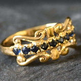 Natural Sapphire Ring made in 18k Gold Vermeil with Round Natural Blue Sapphire in Pavé setting, September Birthstone gift idea, symbolizes sincerity, truth, and faithfulness, ideal for everyday wear and perfect for birthday gifting and special occasions.