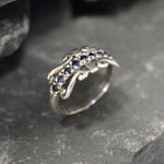 Natural Sapphire Ring made in 925 Sterling Silver with Round Natural Blue Sapphire in Pavé setting, September Birthstone gift idea, symbolizes sincerity, truth, and faithfulness, ideal for everyday wear and perfect for birthday gifting and special occasions.