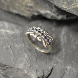 Blue Tiara Band - Natural Sapphire Ring, Crown Eternity Band