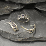 Blue Tiara Band - Natural Sapphire Ring, Crown Eternity Band