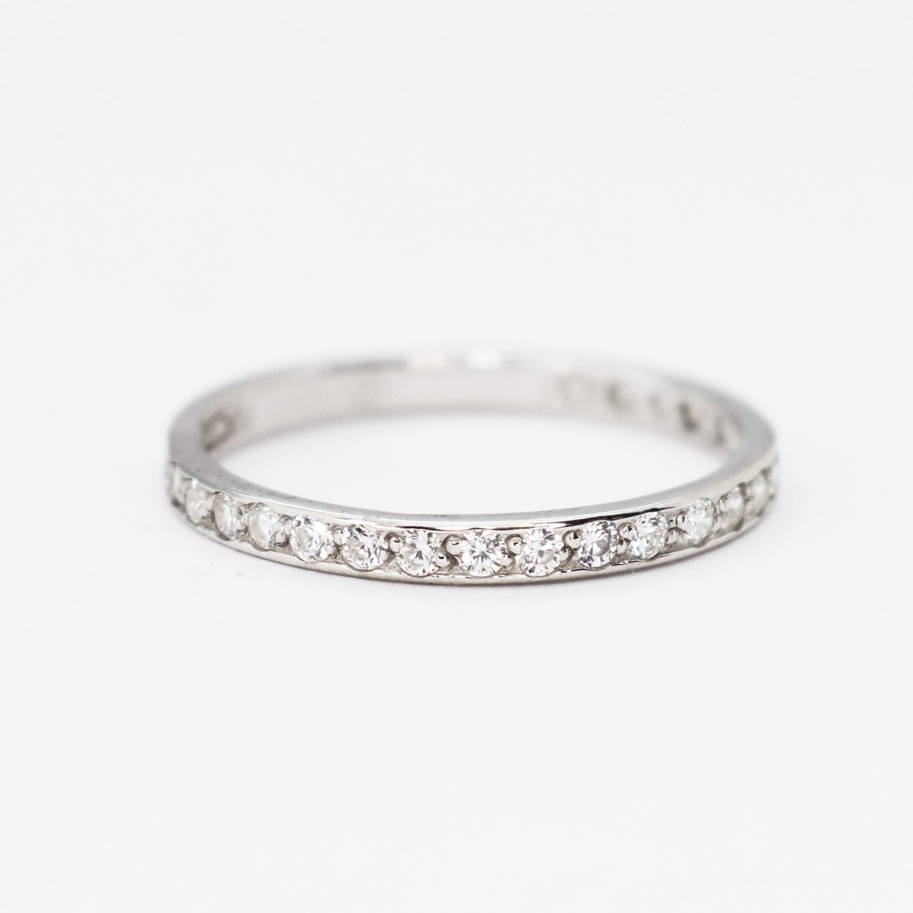 Diamond Eternity Band, Created CZ Diamond, Full Eternity Ring, Stackable Ring, Sparkly Ring, Dainty Band, Wedding Band, Solid Silver Ring