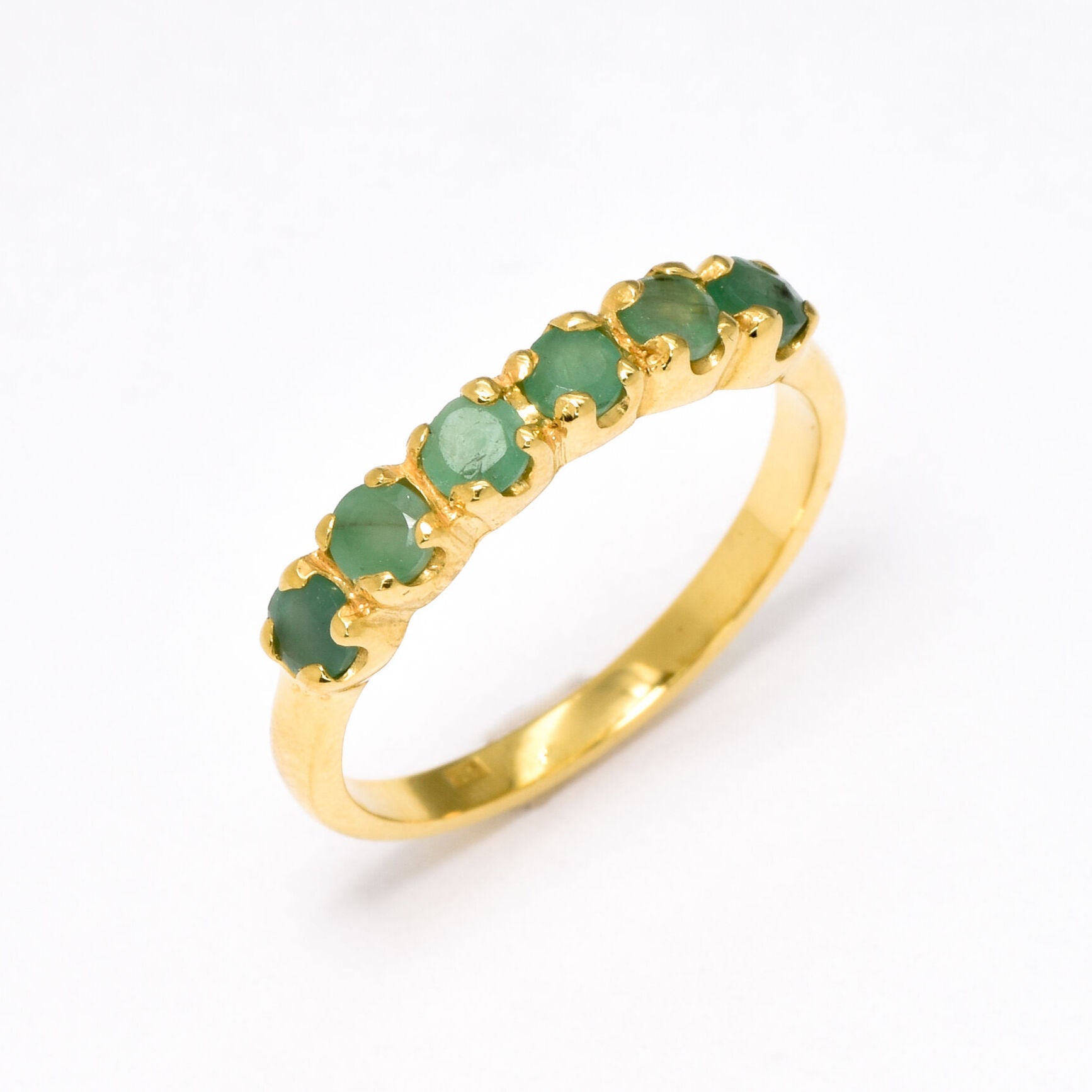 Natural Emerald Ring made in 18k Gold Vermeil with Round Natural Green Emerald in Channel-Set setting, May Birthstone gift idea, symbolizes growth, harmony, and deep emotional healing, ideal for everyday wear and perfect for birthday gifting and special occasions.
