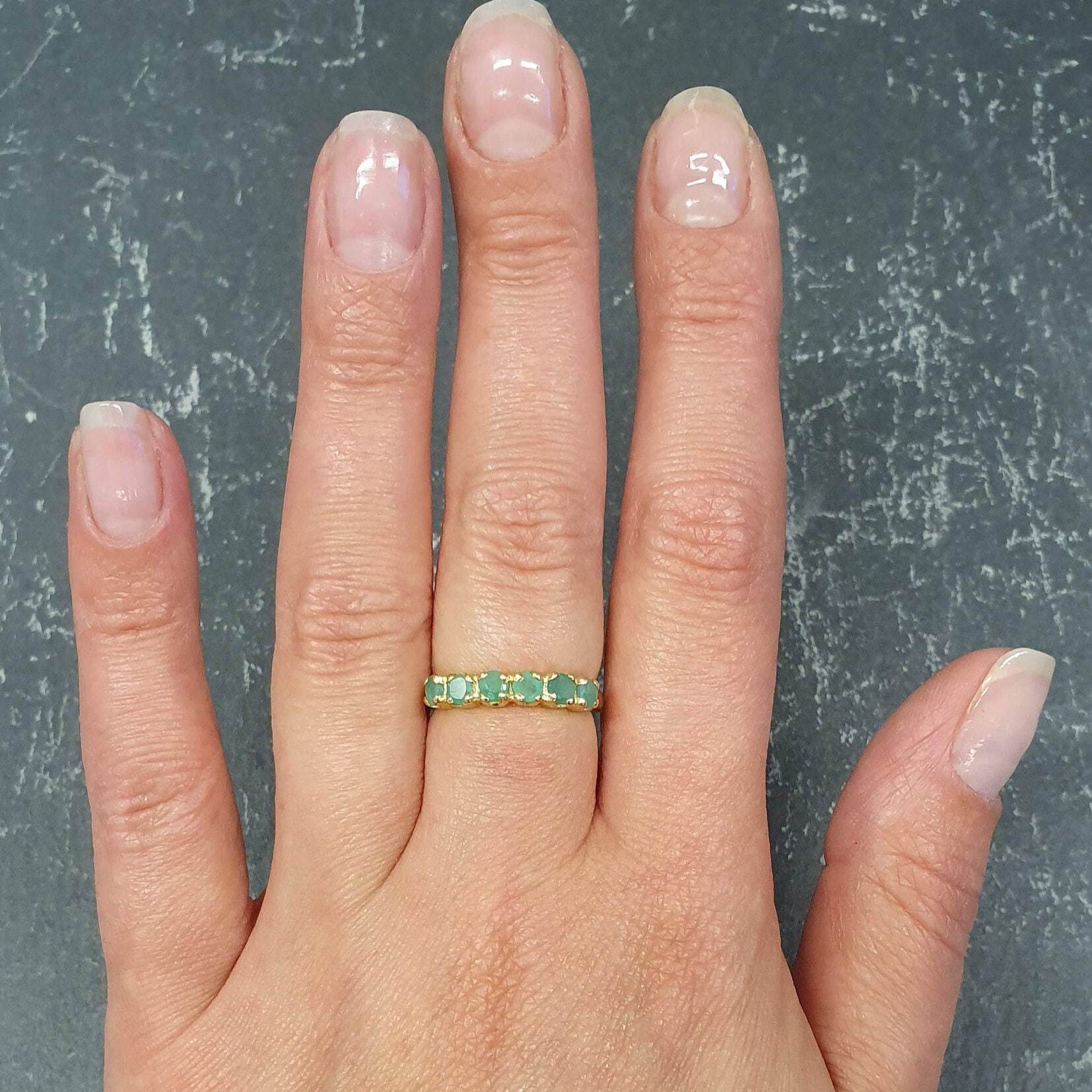 Stunning 18k Gold Vermeil ring featuring a round Natural Emerald, perfect for May birthdays and meaningful gift occasions.