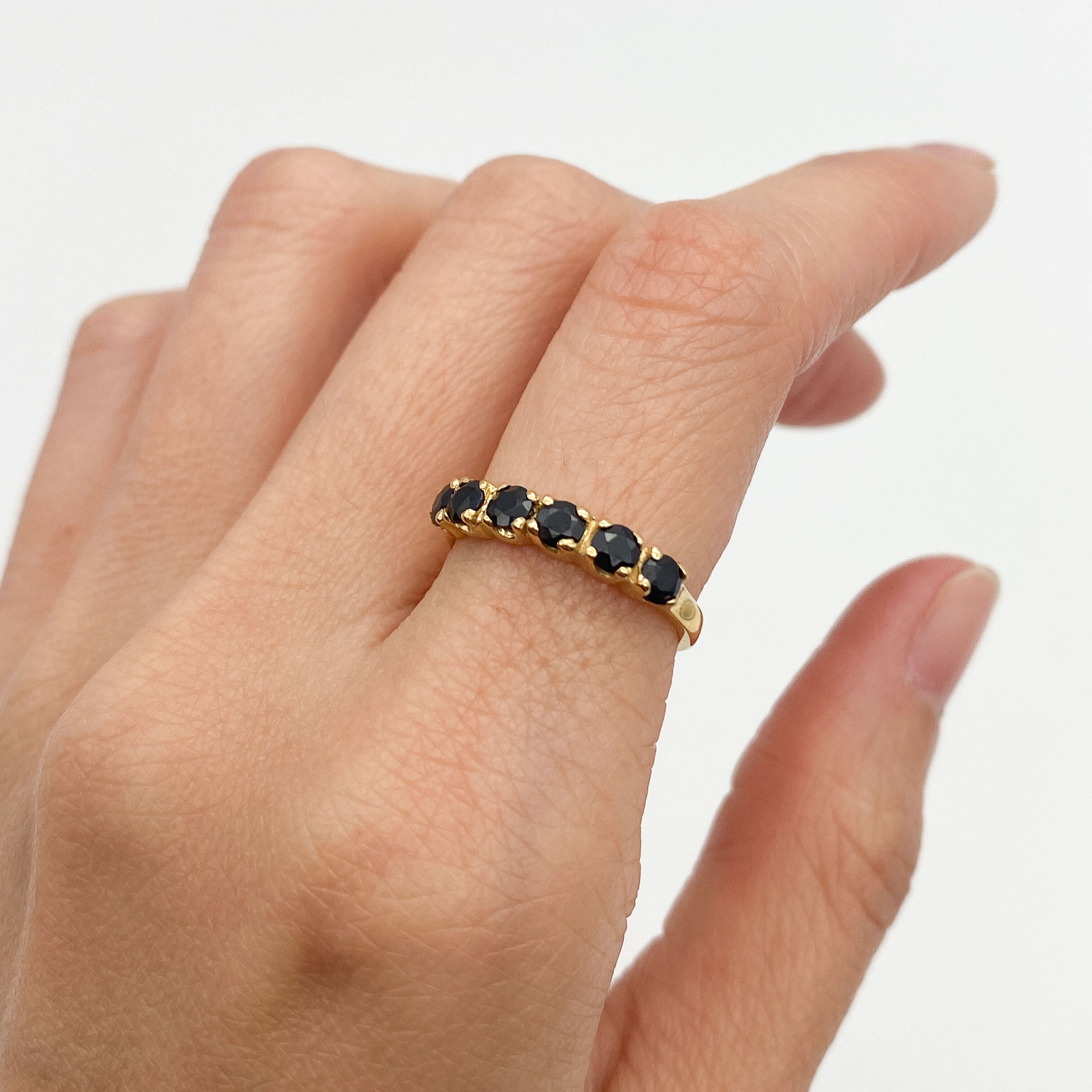 Gold Onyx Ring, Gold Minimalist Ring, Gold Stacking Ring, Half Eternity Ring, Black Onyx Ring, Black Dainty Ring, Gold Delicate Ring, Onyx