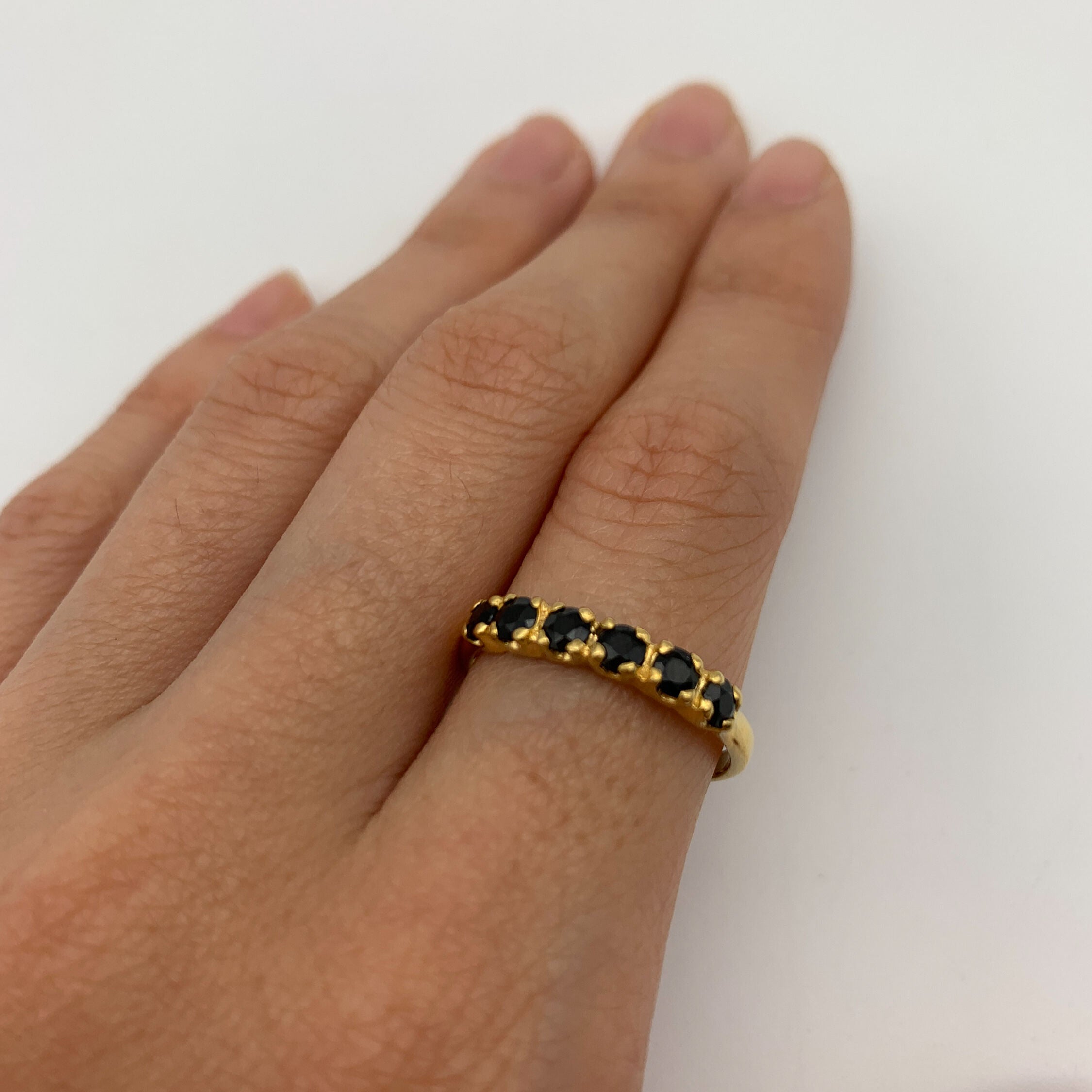 Gold Onyx Ring, Gold Minimalist Ring, Gold Stacking Ring, Half Eternity Ring, Black Onyx Ring, Black Dainty Ring, Gold Delicate Ring, Onyx