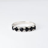 Onyx Gold Ring - Half Eternity Band, Onyx Stackable Band, Natural Onyx Ring