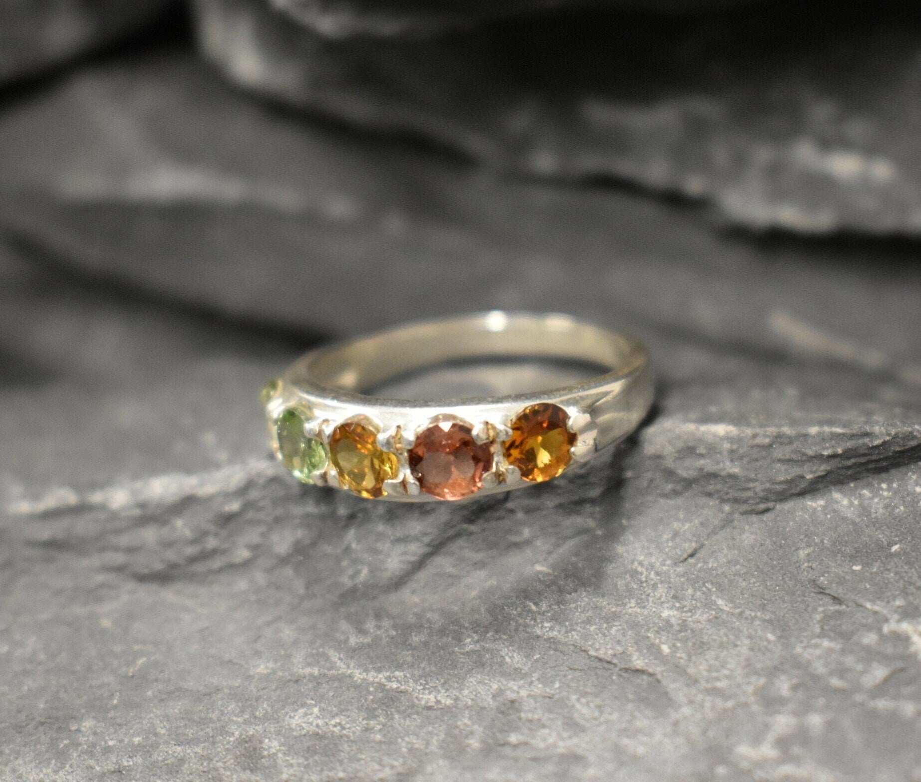 Wide Tourmaline Ring, Natural Tourmaline, Sturdy Band, October Birthstone, Statement Band, Stackable Ring, October Ring, Solid Silver Ring