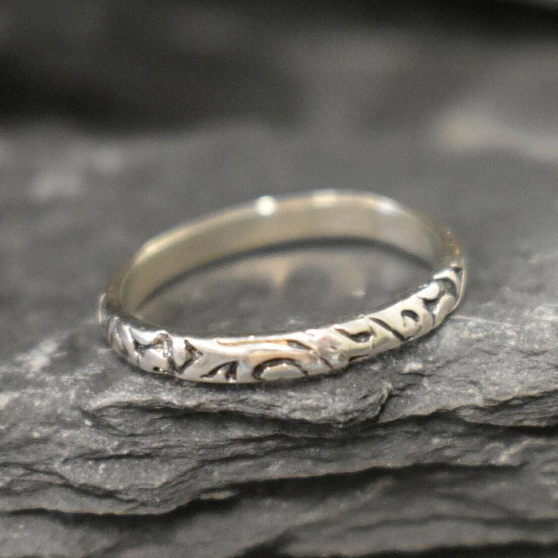 Silver Stackable Band, Tribal Band, Ornament Ring, Dainty Band, Stackable Band, Vintage Band, Stackable Ring, Thin Band, Solid Silver Ring