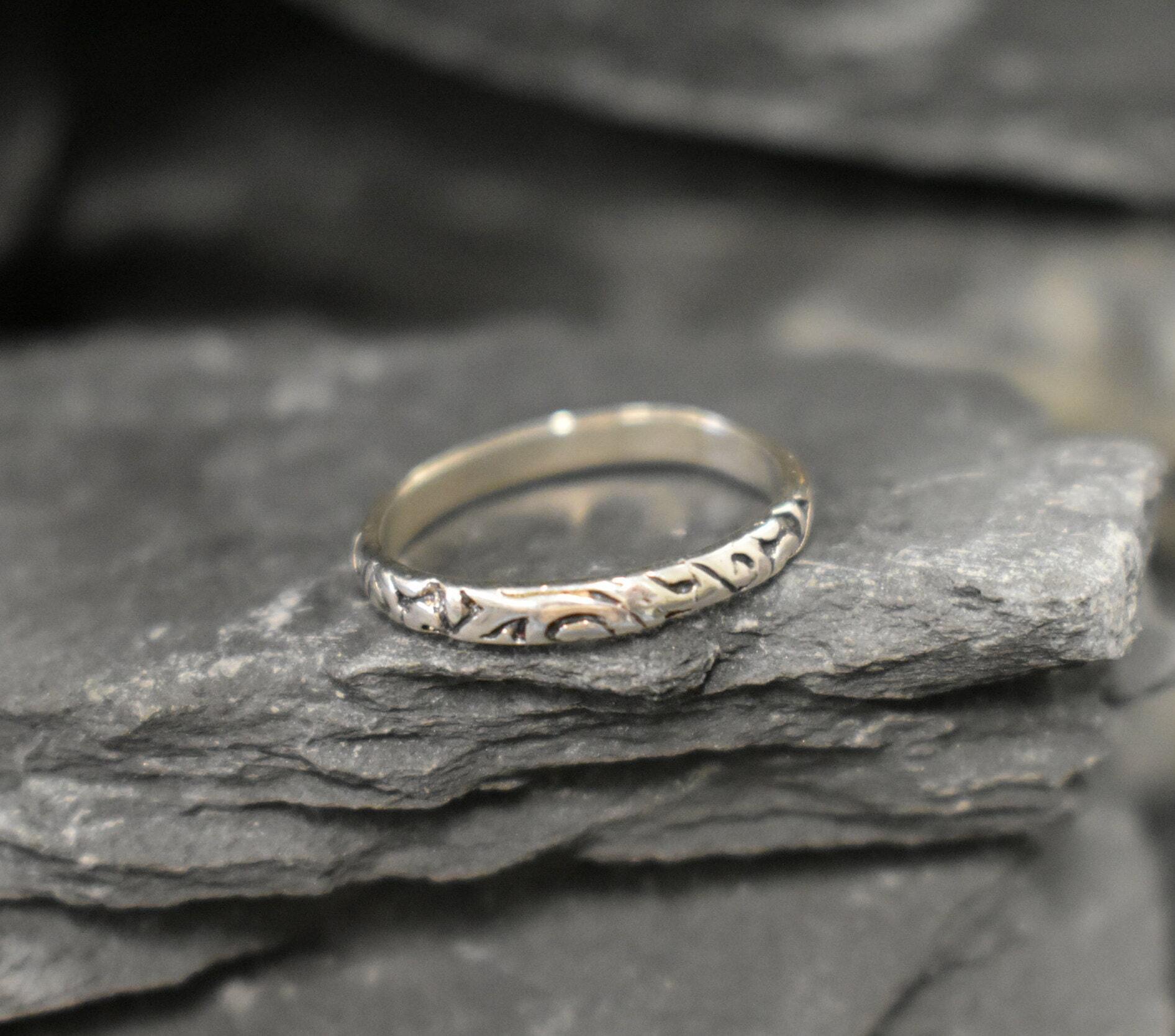 Silver Stackable Band, Tribal Band, Ornament Ring, Dainty Band, Stackable Band, Vintage Band, Stackable Ring, Thin Band, Solid Silver Ring