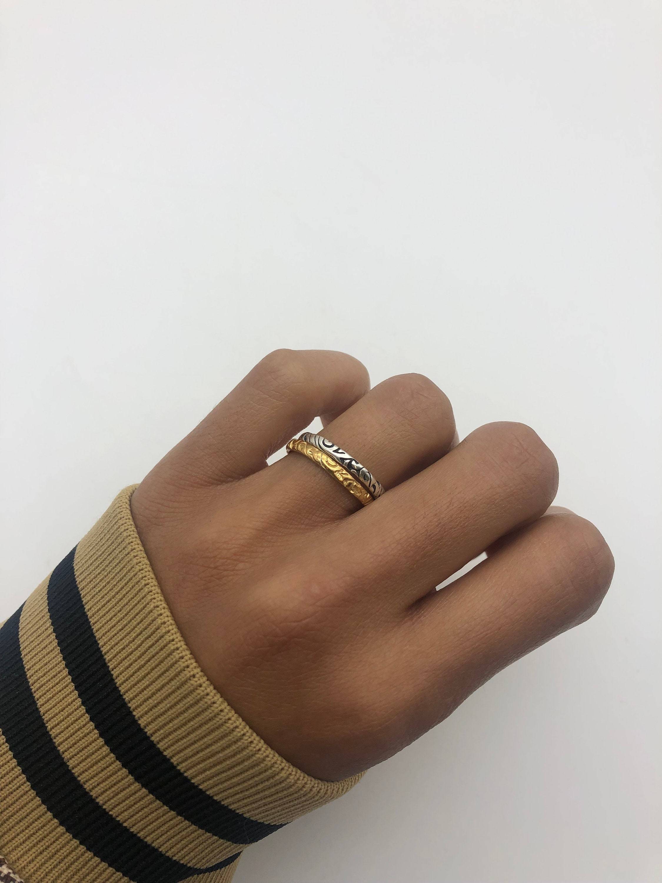 Silver Stackable Band, Tribal Band, Ornament Ring, Dainty Band, Stackable Band, Vintage Band, Stackable Ring, Thin Band, Solid Silver Ring(1)