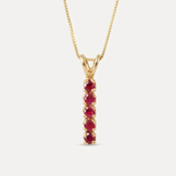 Created Ruby Pendant made in 18k Gold Vermeil with Round Created Red Ruby in Channel-Set setting, July Birthstone gift idea, symbolizes nobility, purity, and passion, ideal for everyday wear and perfect for birthday gifting and special occasions.