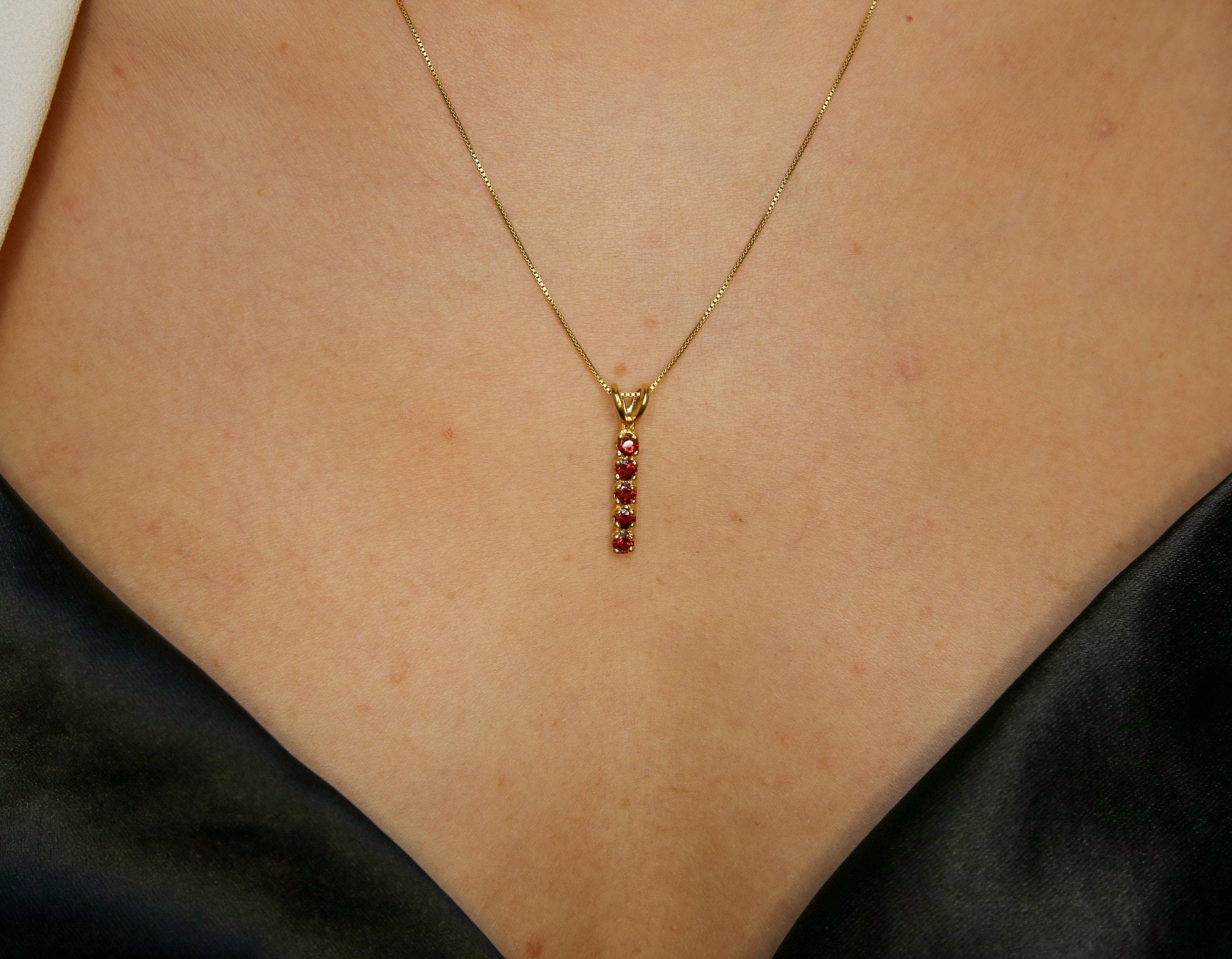 Created Ruby Pendant in 18k Gold Vermeil, Round Channel-Set Ruby, symbolizes passion, perfect for birthdays and special occasions.