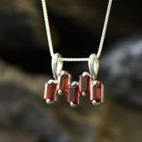 Gold Garnet Pendant - Natural Garnet Necklace, Baguette Garnet Necklace