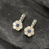 Daisy Moonstone Earrings - Rainbow Moonstone Earrings - White Flower Studs