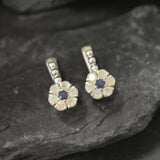 Daisy Moonstone Earrings - Rainbow Moonstone Earrings - White Flower Studs