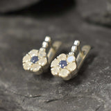 Daisy Moonstone Earrings - Rainbow Moonstone Earrings - White Flower Studs