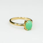Elegant Gold Vermeil Chrysoprase Ring - Green Oval Stone, ideal for chic looks and memorable birthday presents.