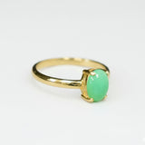 Elegant Gold Vermeil Chrysoprase Ring - Green Oval Stone, ideal for chic looks and memorable birthday presents.