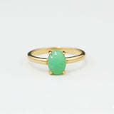 Dainty Chrysoprase Ring in 18k Gold Vermeil - Stylish green oval stone for elegant occasions and everyday sophistication.