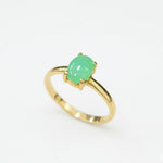Gold Chrysoprase Ring - Green Oval Ring - Dainty Chrysoprase Ring made in 18k Gold Vermeil. Ideal for everyday wear and perfect for birthday gifting and special occasions.