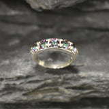 Mystic Topaz Band - Half Eternity Ring - Purple Silver Band