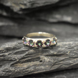 Mystic Topaz Band - Half Eternity Ring - Purple Silver Band