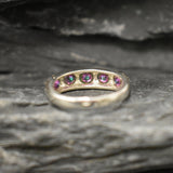 Mystic Topaz Band - Half Eternity Ring - Purple Silver Band