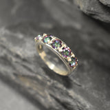 Mystic Topaz Band - Half Eternity Ring - Purple Silver Band