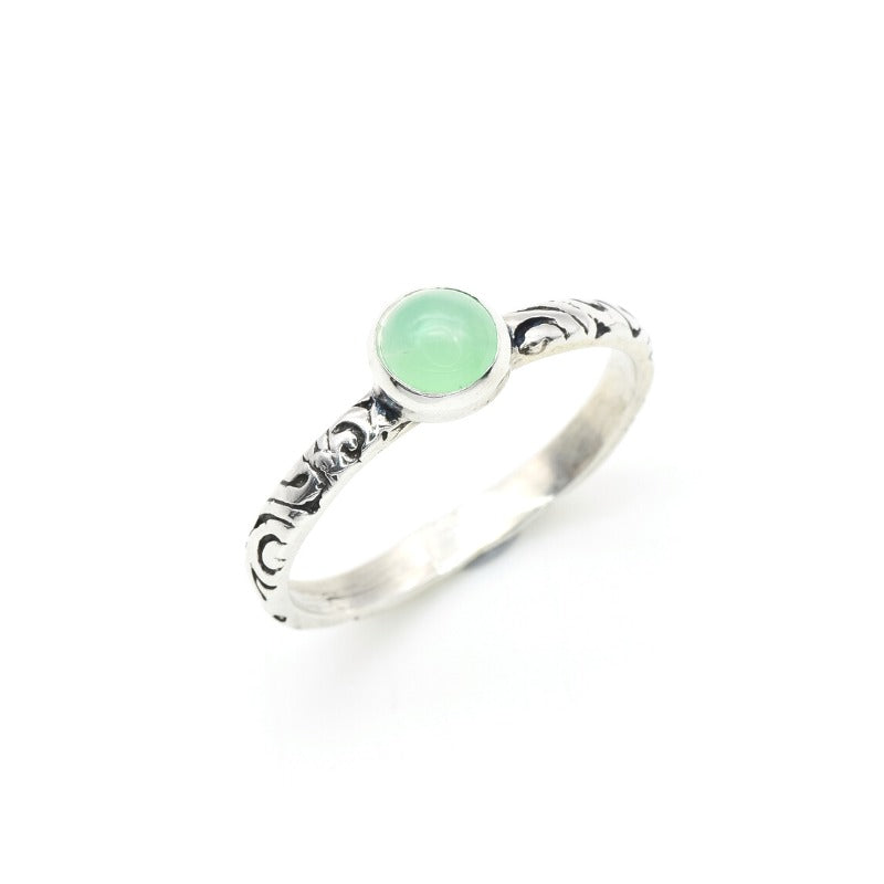 Chrysoprase Ring, Natural Chrysoprase, May Birthstone, Silver Tribal Ring, Green VintageRing, Green Solitaire Ring, Solid Silver Ring