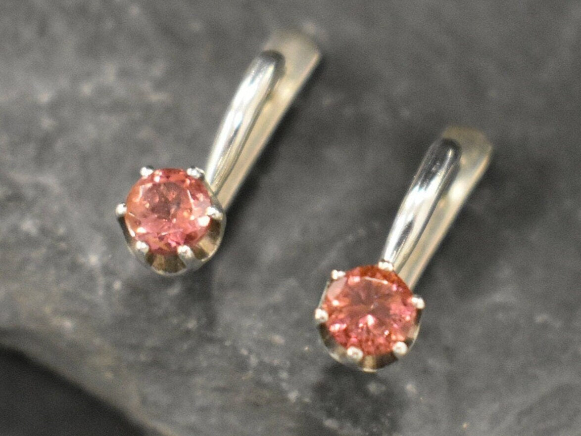 Pink Tourmaline Earrings, Dainty Pink Earrings, October Birthstone, Pink Studs, Simple Earrings, October Earrings, Solid Silver Earrings