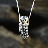 Blue Tiara Pendant - Natural Sapphire Necklace, Long Crown Pendant made in 925 Sterling Silver. Ideal for everyday wear and perfect for birthday gifting and special occasions.