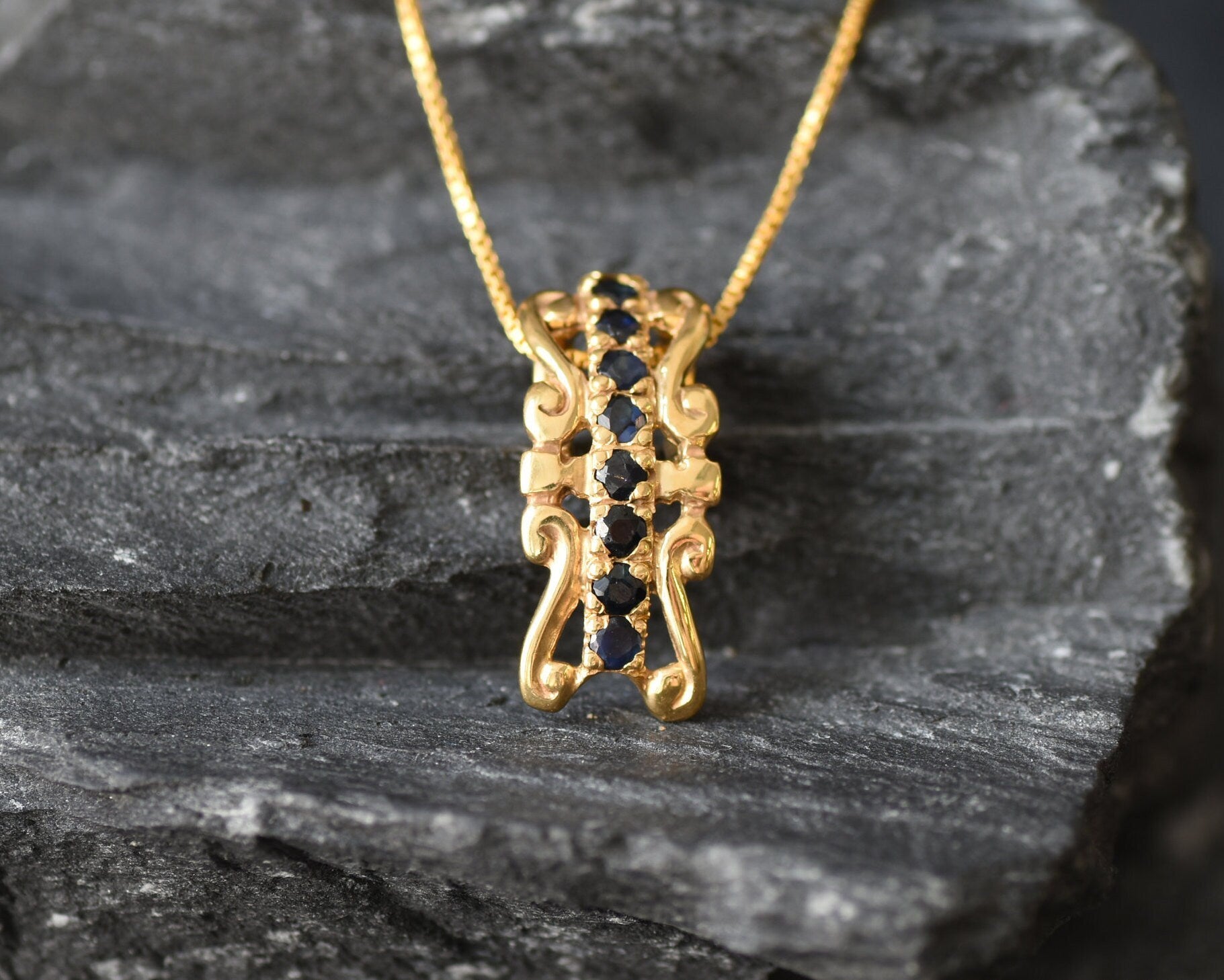 Gold Sapphire Pendant - Elegant natural sapphire necklace in 18k gold vermeil, perfect for daily wear and gifting.
